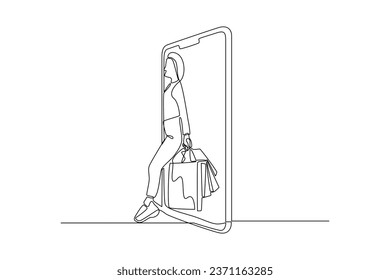 Continuous one line drawing Cyber Monday sale banner template for business promotion. Online Shopping and Marketing Concept. Doodle vector illustration.