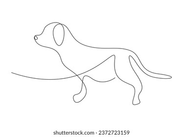 Continuous one line drawing of dachshund dog. Isolated on white background vector illustration. Pro vector.