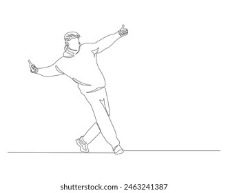 Dibujo continuo de una línea de movimiento de breakdance bailarín. Ilustración de dibujo de una línea bailarina estilo libre. Concepto moderno de baile callejero arte de línea continua. Esquema editable.
