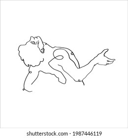 Continuous one line drawing of dancing man. Vector line art
