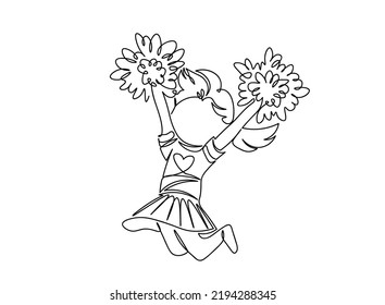 Continuous one line drawing. Dancing girl, woman Vector illustration