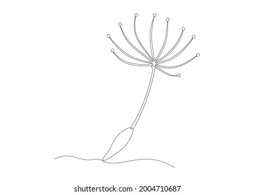 Dibujo continuo de una línea de diente de león. Dibujo minimalista de la ilustración de la frase