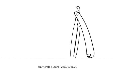 Continuous one line drawing of dangerous razor. Vector illustration