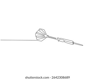 Um desenho contínuo de uma linha de dardos. Uma ilustração de desenho de linha de dardos. Alvo comercial, conceito de alvo simples. Estrutura de tópicos editável