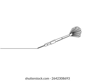 Um desenho contínuo de uma linha de dardos. Uma ilustração de desenho de linha de dardos. Alvo comercial, conceito de alvo simples. Estrutura de tópicos editável