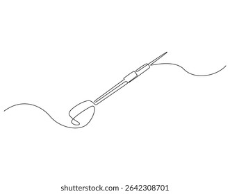 Um desenho contínuo de uma linha de dardos. Uma ilustração de desenho de linha de dardos. Alvo comercial, conceito de alvo simples. Estrutura de tópicos editável