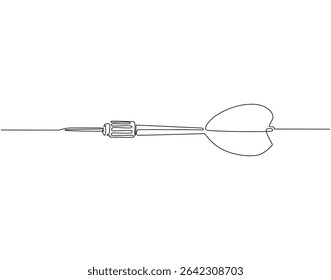 Um desenho contínuo de uma linha de dardos. Uma ilustração de desenho de linha de dardos. Alvo comercial, conceito de alvo simples. Estrutura de tópicos editável