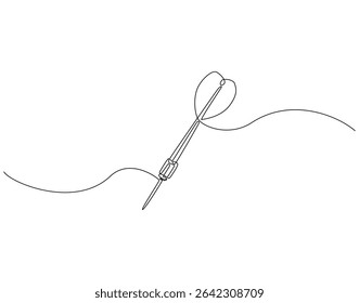 Um desenho contínuo de uma linha de dardos. Uma ilustração de desenho de linha de dardos. Alvo comercial, conceito de alvo simples. Estrutura de tópicos editável