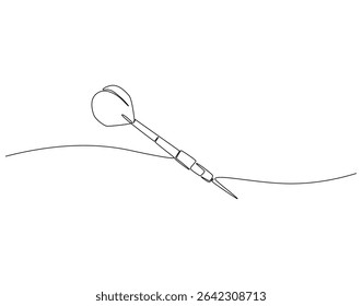 Um desenho contínuo de uma linha de dardos. Uma ilustração de desenho de linha de dardos. Alvo comercial, conceito de alvo simples. Estrutura de tópicos editável