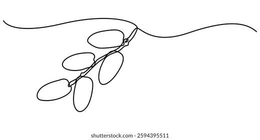 Continuous one line drawing of dates palm fruit. Vector illustration,  Arabian food in simple linear style. food for iftar Ramadan celebration design concept. Vector illustration, white background.  