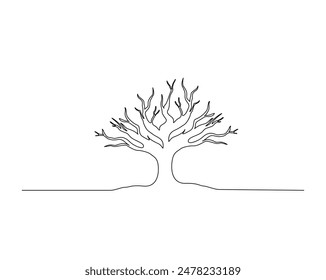 Dibujo continuo de una línea del estilo de arte de la planta del árbol de la muerte . Árbol de la Muerte en Ilustración vectorial de contorno único para el concepto de naturaleza verde ecológico. Trazo editable.