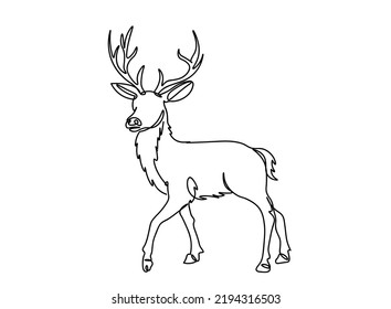 Continuous one line drawing. Deear Vector illustration
