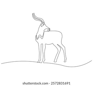 Continuous one line drawing of deer. Single line drawing illustration of deer. Merry christmas logo,symbols and design style. Concept vector art. Doodle line illustration. 