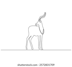 Continuous one line drawing of deer. Single line drawing illustration of deer. Merry christmas logo,symbols and design style. Concept vector art. Doodle line illustration. 