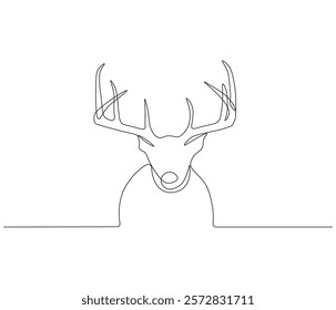 Continuous one line drawing of deer. Single line drawing illustration of deer. Merry christmas logo,symbols and design style. Concept vector art. Doodle line illustration. 