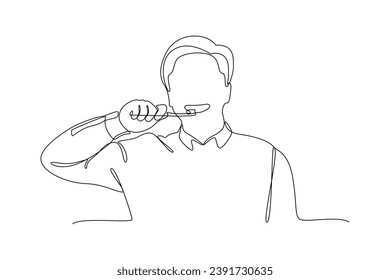 Continuous one line drawing Dental care. Dental concept. Doodle vector illustration.