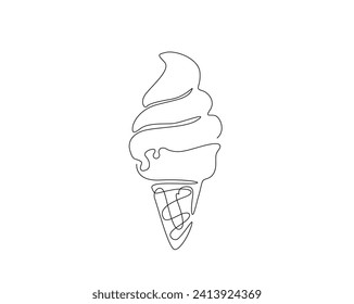 Dibujo continuo de una línea de helado de postre. Ice de la ilustración vectorial del contorno de gelato de helado. Trazo editable.