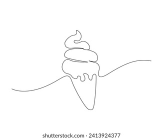 Dibujo continuo de una línea de helado de postre. Ice de la ilustración vectorial del contorno de gelato de helado. Trazo editable.