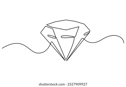 Dibujo continuo de una línea de piedra preciosa de diamante. Ilustración vectorial de una sola línea de diamante precioso. Vector de línea editable, ilustración de línea continua de forma de diamante