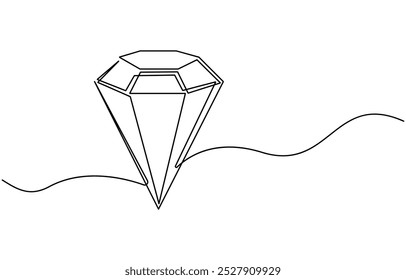 Dibujo continuo de una línea de piedra preciosa de diamante. Ilustración vectorial de una sola línea de diamante precioso. Vector de línea editable, ilustración de línea continua de forma de diamante