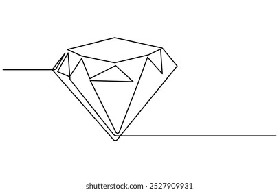 Dibujo continuo de una línea de piedra preciosa de diamante. Ilustración vectorial de una sola línea de diamante precioso. Vector de línea editable, ilustración de línea continua de forma de diamante