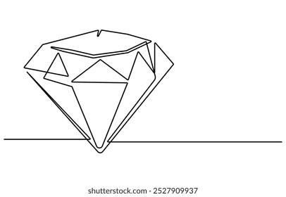 Dibujo continuo de una línea de piedra preciosa de diamante. Ilustración vectorial de una sola línea de diamante precioso. Vector de línea editable, ilustración de línea continua de forma de diamante