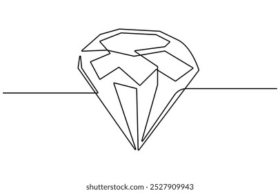 Dibujo continuo de una línea de piedra preciosa de diamante. Ilustración vectorial de una sola línea de diamante precioso. Vector de línea editable, ilustración de línea continua de forma de diamante