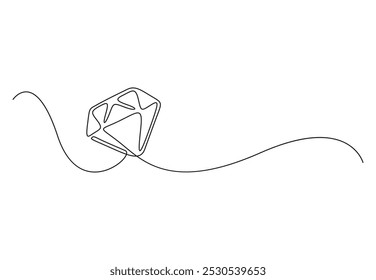 Kontinuierliche einzeilige Zeichnung von Diamond Crystal Edelstein-Symbol für Neon-Logo in einfachen linearen Stil Vektorgrafik