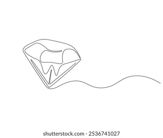 Dibujo continuo de una línea de diamante. Ilustración de dibujo de una línea de joyas de diamantes. Belleza y concepto de moda de una sola línea. Esquema editable