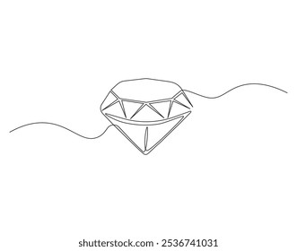 Continuous one line drawing of diamond. One line drawing illustration of diamond jewellery. Beauty and fashion concept single line. Editable outline