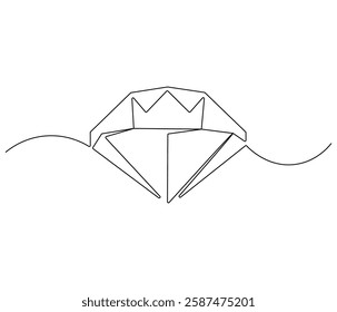 Continuous one line drawing of Diamond. Single line drawing illustration of diamond gemston. Brilliant concept vector art. Doodle line illustration.