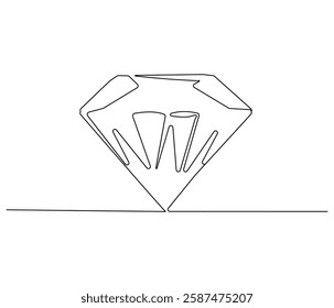 Continuous one line drawing of Diamond. Single line drawing illustration of diamond gemston. Brilliant concept vector art. Doodle line illustration.