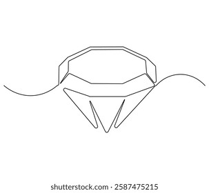 Continuous one line drawing of Diamond. Single line drawing illustration of diamond gemston. Brilliant concept vector art. Doodle line illustration.