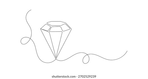 Dibujo continuo de una línea de piedra preciosa de diamante