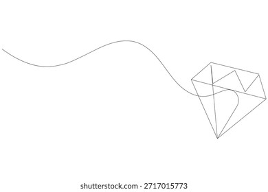 Desenho contínuo de uma linha de uma joia de diamante para conceitos de luxo e joias
