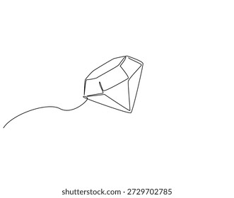 Dibujo continuo de una línea de diamante. Ilustración de dibujo de una línea de diamante de lujo. Concepto de joyería rara de una sola línea. Esquema editable