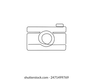 Continuous one line drawing of digital camera with lens. photography equipment illustration concept. Editable stroke.