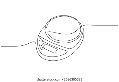 Desenho contínuo de uma linha de ilustração vetorial de escala de peso digital isolado no fundo transparente. Estrutura de tópicos editável