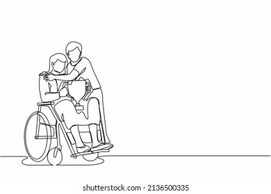 Continuous One Line Drawing Disability Woman Stock Vector (Royalty Free ...