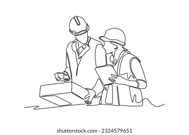 Continuous one line drawing distribution and logistic concept. Single line draw design vector graphic illustration.