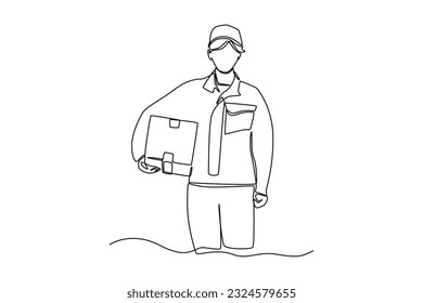 Continuous one line drawing distribution and logistic concept. Single line draw design vector graphic illustration.