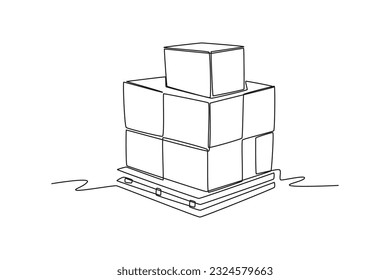Continuous one line drawing distribution and logistic concept. Single line draw design vector graphic illustration.