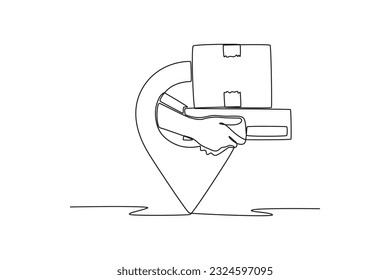Continuous one line drawing distribution and logistic concept. Single line draw design vector graphic illustration.