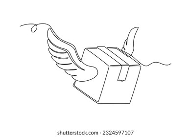 Continuous one line drawing distribution and logistic concept. Single line draw design vector graphic illustration.