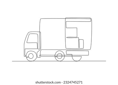 Continuous one line drawing distribution and logistic concept. Single line draw design vector graphic illustration.