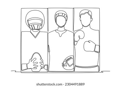 Continuous one line drawing Diversity in collage concept. Single line draw design vector graphic illustration.