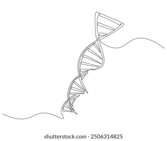 Dibujo continuo de una línea de ADN. Ilustración de dibujo de una sola línea de ADN de rinoceronte. Concepto de arte de línea del día nacional de la ciencia. Esquema editable