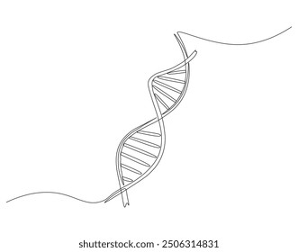 Dibujo continuo de una línea de ADN. Ilustración de dibujo de una sola línea de ADN de rinoceronte. Concepto de arte de línea del día nacional de la ciencia. Esquema editable