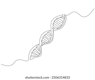 Kontinuierliche einzeilige DNA-Zeichnung. Einzeilige Zeichnung der Nashorn-DNA. National Science Day Concept Line Art. Editierbare Skizze