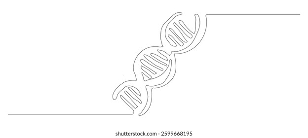 continuous one line drawing dna single.